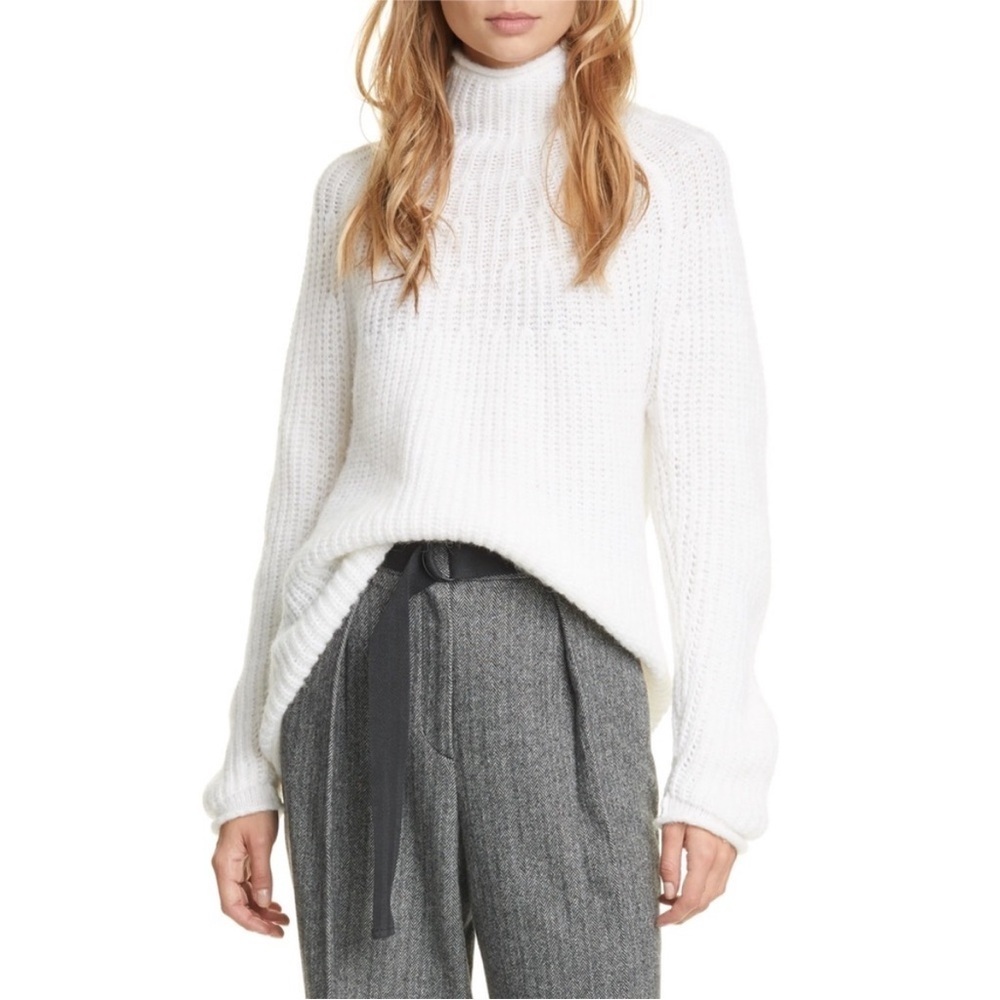 Rag & Bone Joseph Alpaca Turtleneck Oversized Sweater Ivory Cream White Size M